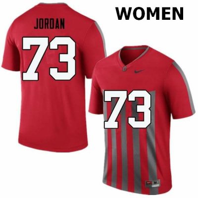 NCAA Ohio State Buckeyes Women's #73 Michael Jordan Throwback Nike Football College Jersey JJM7845TM